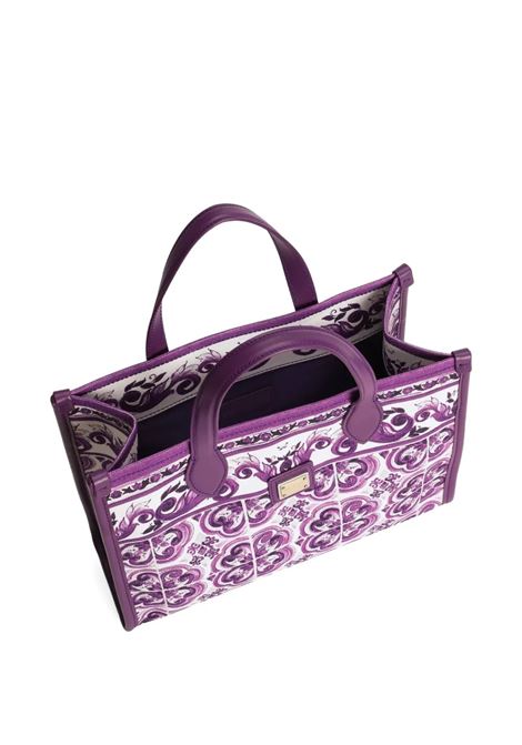 Borsa a Mano in Canvas Stampato Maiolica Viola DOLCE & GABBANA KIDS | EB0252-A7131I03TN